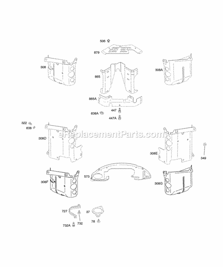 Shrouds Diagram and Parts List for 303777-1114-E1  Briggs and Stratton Engine